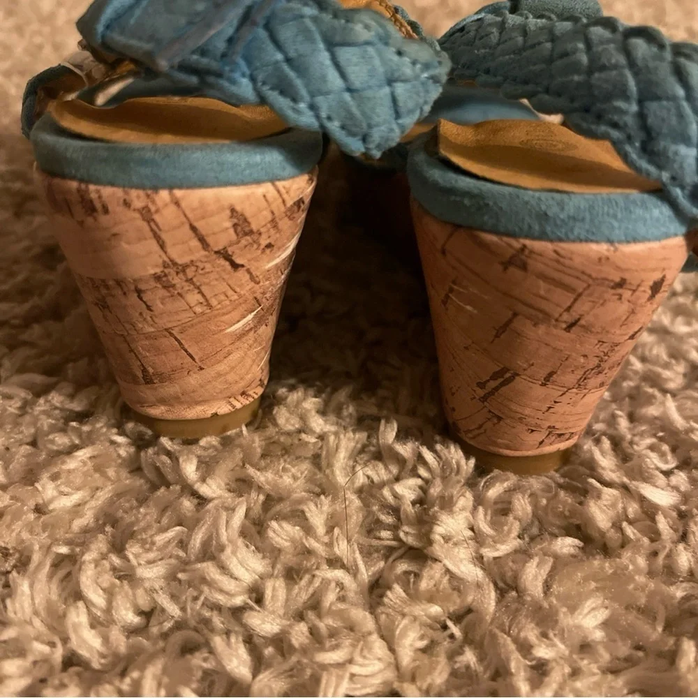 Chase & Chloe Toddler Teal Braided Cork Wedges size 11